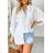 Košeľa oversize s čipkou dlhý rukáv dámska (S/M/L/XL ONE SIZE) TALIANSKA MÓDA IMWA232586