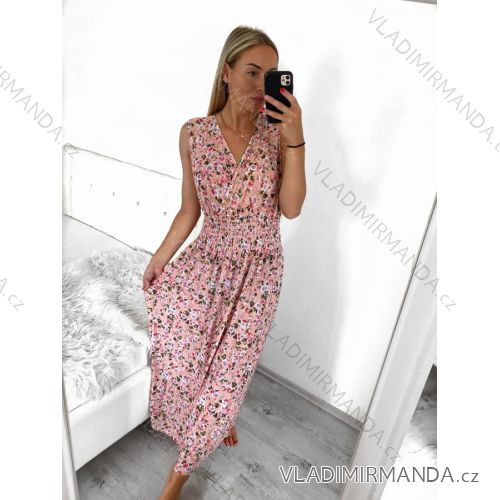 Šaty dlhé letné bez rukávu dámske (M/L, XL/2XL) AINUOSI TALIANSKA MODA IMB23F908