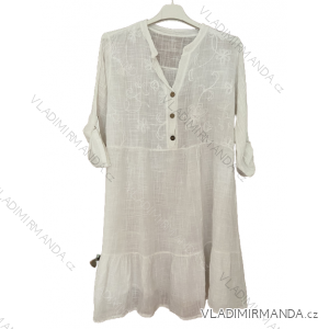 Šaty košeľové oversize 3/4 rukáv dámske nadrozmer (XL/2XL ONE SIZE) TALIANSKA MÓDA IM423DENY