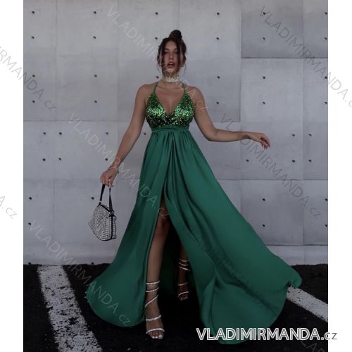 Šaty dlhé elegantné spoločenské trblietavé s flitrami na ramienka dámske (S/M ONE SIZE) TALIANSKA MÓDA IMPLP2357580013
