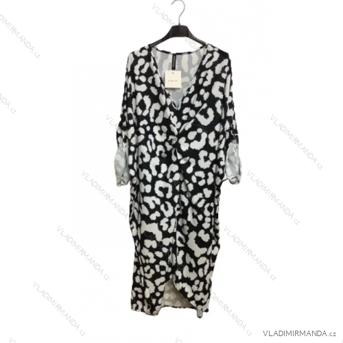 Šaty letní oversize dlouhý rukáv dámské nadrozměr (M/L/XL/2XL ONE SIZE) ITALSKÁ MÓDA IMP16823D26205/DUR XL/2XL Čierno-biela