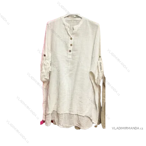 Tunika košilová bavlněná dlouhý rukáv dámská (S/M/L/XL ONE SIZE) ITALSKÁ MÓDA IMP168233177/DUR L/XL biela