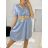 Šaty letní s páskem krátký rukáv dámské (S/M/L ONE SIZE) ITALSKÁ MÓDA IM323065/DU M / L tmavo ružová
