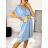 Šaty letní s páskem krátký rukáv dámské (S/M/L ONE SIZE) ITALSKÁ MÓDA IM323065/DU M / L tmavo ružová