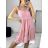 Šaty elegantné letné na ramienka dámske (S/M ONE SIZE) TALIANSKA MÓDA IMD22426/DU S/M staroružová