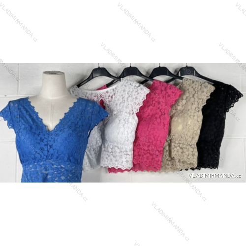 Top croptop čipkový krátky rukáv dámsky (S/M ONE SIZE) TALIANSKA MÓDA IMPBB23W3208