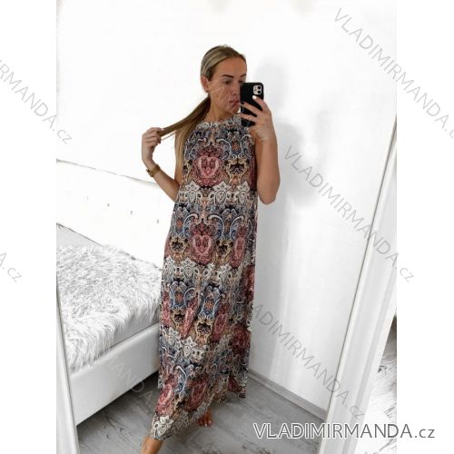 Šaty dlhé bez rukávov letné icecool dámske (S/M/L ONE SIZE) TALIANSKA MÓDA IMM22M2942-11