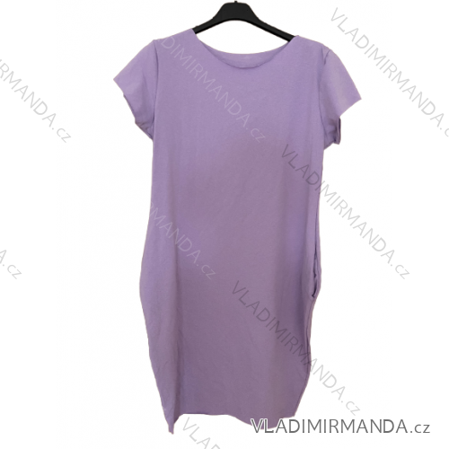 Šaty klasik s logom krátky rukáv dámske (S/M/L ONE SIZE) Talianska Móda IM322047/DUR fialová