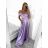 Šaty carmen dlhé na ramienka elegantné saténové dámske (S/M ONE SIZE) TALIANSKA MÓDA IMPBB22B22735/DR - zelená lipová - S/M