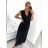 Šaty letné dlhé šifónové krátky rukáv dámske (S/M ONE SIZE) TALIANSKA MÓDA IMWMY232468/DU S/M čierna
