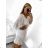 Šaty letní boho krajkové krátký rukáv dámské (S/M ONE SIZE) ITALSKÁ MÓDA IM823013/DU S/M biela