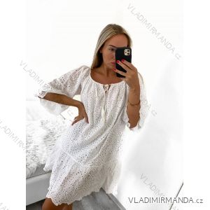 Šaty letné boho krajkové krátky rukáv dámske (S/M ONE SIZE) TALIANSKA MÓDA IM823013/DU
