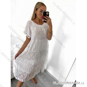 Šaty letné boho krajkové krátky rukáv dámske (S/M ONE SIZE) TALIANSKA MÓDA IMWMY232535