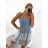 Šaty letné na ramienka dámske (S/M ONE SIZE) TALIANSKA MÓDA IMPGM23026/DU S/M svetlo modrá