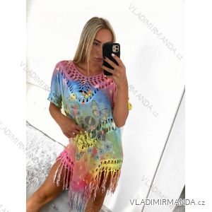 Tunika přehoz oversize plážová přes plavky krátký rukáv dámská (S/M/L ONE SIZE) ITALSKÁ MÓDA IMM23SP0020-3/DU