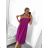Šaty dlhé carmen krátky rukáv dámske (S/M ONE SIZE) TALIANSKA MÓDA IMPGM2323171/DU S/M béžová