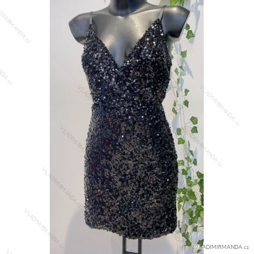 Šaty letné elegantné trblietavé s flitrami na ramienka dámske (S/M ONE SIZE) TALIANSKA MÓDA IMPLS2321428
