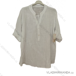 Košile lněná 3/4 rukáv dámská nadrozměr (L/XL/2XL ONE SIZE) ITALSKá MóDA IM723DITA