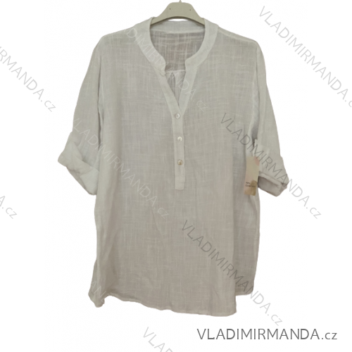 Košile lněná 3/4 rukáv dámská nadrozměr (L/XL/2XL ONE SIZE) ITALSKá MóDA IM723DITA