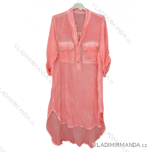 Šaty voľnočasové oversize košeľové dlhý rukáv dámske nadrozmer (S/M/L/XL ONE SIZE) TALIANSKA MÓDA IMD22512/DU