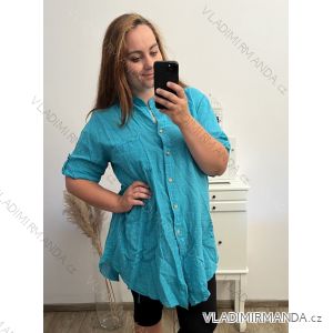 Košeľa 3/4 rukáv dámska nadrozmer (XL/2XL/3XL ONE SIZE) TALIANSKA MÓDA IMB23PAOLA