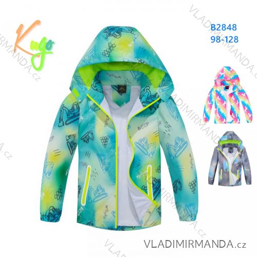 Bunda šusťáková slabá s kapucňou detská dievčenská a chlapčenská (98-128) KUGO B2848