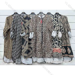 Šaty letné s opaskom dlhý rukáv dámske (S/M ONE SIZE) TALIANSKA MÓDA IMWP232630