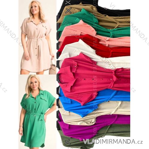 Šaty letné košeľové krátky rukáv dámske nadrozmer (3XL/4XL ONE SIZE) TALIANSKA MÓDA IMWT232650