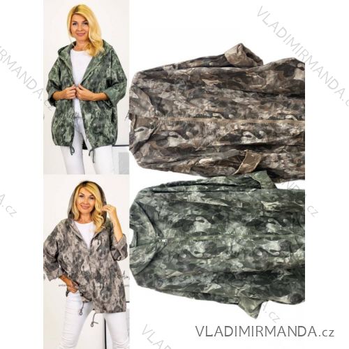 Bunda s kapucňou na zips dlhý rukáv dámska nadrozmer (3XL/4XL ONE SIZE) TALIANSKA MÓDA IMWT232652