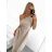 Šaty dlhé letné elegantné bez rukávov dámske (S/M ONE SIZE) TALIANSKA MÓDA IMM23M5790/DU S/M béžová