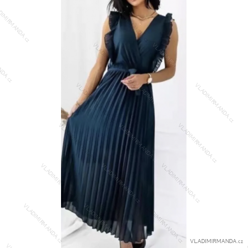 Šaty dlhé letné elegantné skladané bez rukávov dámske (S/M ONE SIZE) TALIANSKA MÓDA IMPGM246161