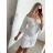Šaty letní boho krajkové krátký rukáv dámské (S/M ONE SIZE) ITALSKÁ MÓDA IM823013/DU S/M biela
