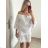 Šaty letní boho krajkové krátký rukáv dámské (S/M ONE SIZE) ITALSKÁ MÓDA IM823013/DU S/M biela