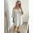 Šaty letní boho krajkové krátký rukáv dámské (S/M ONE SIZE) ITALSKÁ MÓDA IM823013/DU S/M biela