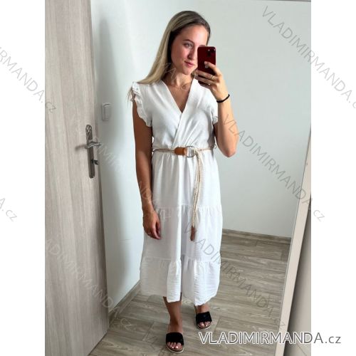 Šaty letné bez rukávov s opaskom dámske (S/M ONE SIZE) TALIANSKA MóDA IM823003