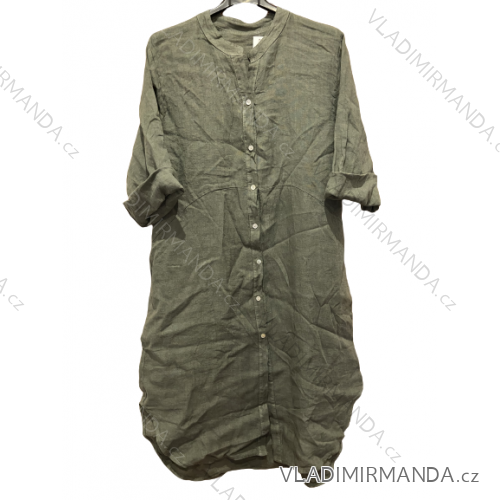 Šaty košeľové oversize 3/4 rukáv dámske nadrozmer (L/XL/2XL ONE SIZE) TALIANSKA MODA IM723ANNA