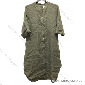 Šaty košeľové oversize 3/4 rukáv dámske nadrozmer (L/XL/2XL ONE SIZE) TALIANSKA MODA IM723ANNA/DU
