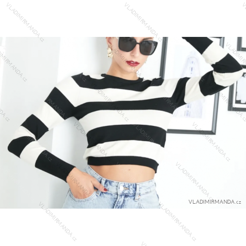 Sveter dlhý rukáv dámsky prúžok (S/M ONE SIZE) TALIANSKA MÓDA IMPDY23ZS5231