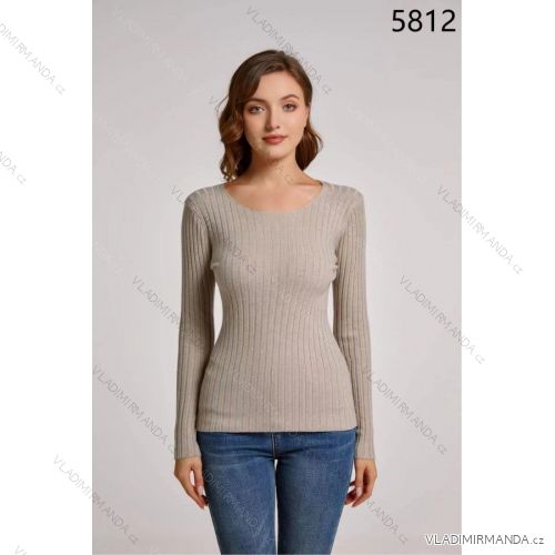 Svetr tenký úpletový dlouhý rukáv dámský (S/M ONE SIZE) EXTRA ME ITALSKÁ MÓDA IMM225812