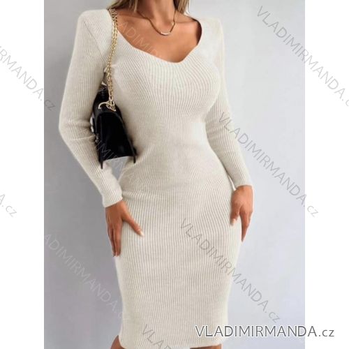 Šaty úpletové dlhý rukáv dámske (S/M ONE SIZE) TALIANSKA MÓDA IMWD232681