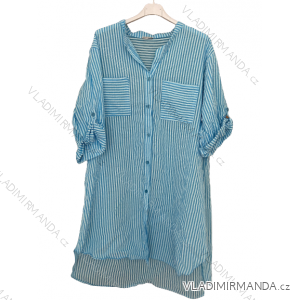 Šaty košeľové 3/4 dlhý rukáv dámske nadrozmer (2XL/3XL ONE SIZE) TALIANSKA MÓDA IMD23STRIPE