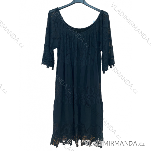 Šaty krajkové carmen cez ramená dámske (XL/2XL ONE SIZE) TALIANSKA MÓDA IM423CAIRO/DUR čierna