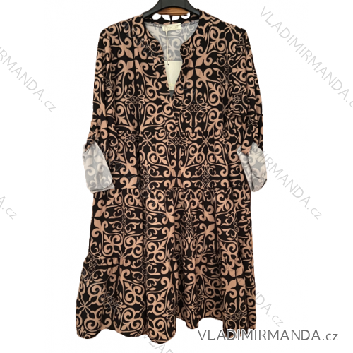 Šaty letné 3/4 dlhý rukáv dámske (S/M/L ONE SIZE) TALIANSKA MÓDA IMWBB232667-1/DUR S/M hnedá