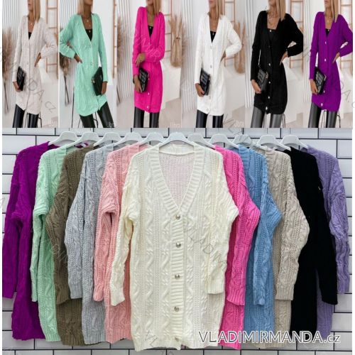 Cardigan pletený dlhý rukáv dámsky (S/M ONE SIZE) TALIANSKA MÓDA IMWPO232715