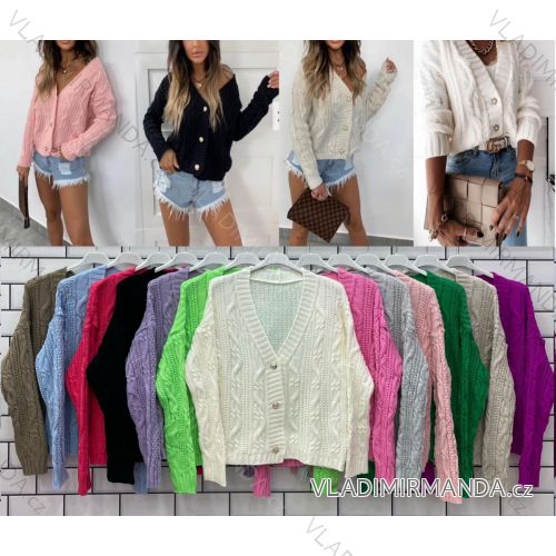 Cardigan sveter pletený dlhý rukáv dámsky (S/M ONE SIZE) TALIANSKA MÓDA IMWPO232716