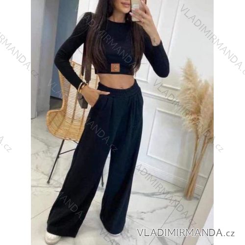 Súprava letné elegantné nohavice dlhé a top dlhý rukáv dámska (S/M ONE SIZE) TALIANSKA MÓDA IMWE232732