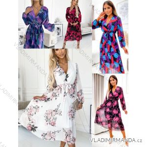 Šaty letné šifónové dlhý rukáv dámske kvetované (S/M ONE SIZE) TALIANSKA MÓDA IMWGB232736