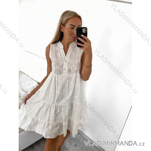 Šaty krajkové boho bez rukávu dámske (S/M ONE SIZE) TALIANSKA MÓDA IMWGB232465/DUR S/M biela