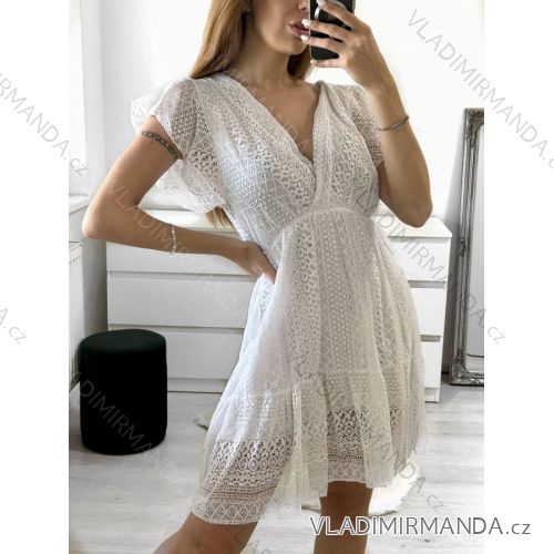 Šaty letné krajkové boho krátky rukáv dámske (S/M ONE SIZE) TALIANSKA MÓDA IMP1682321121