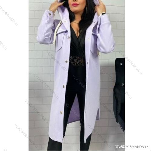 Kabát flaušový s kapucňou dlhý rukáv dámsky (S/M ONE SIZE) TALIANSKA MÓDA IMWC232778